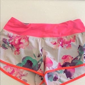 Lululemon shorts with floral pattern, size 6